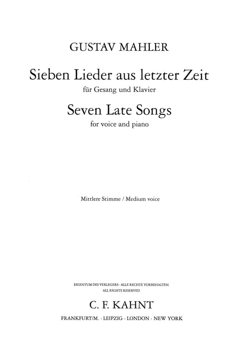 Mahler: 7 Late Songs (Medium Voice and Piano) (KT7614)