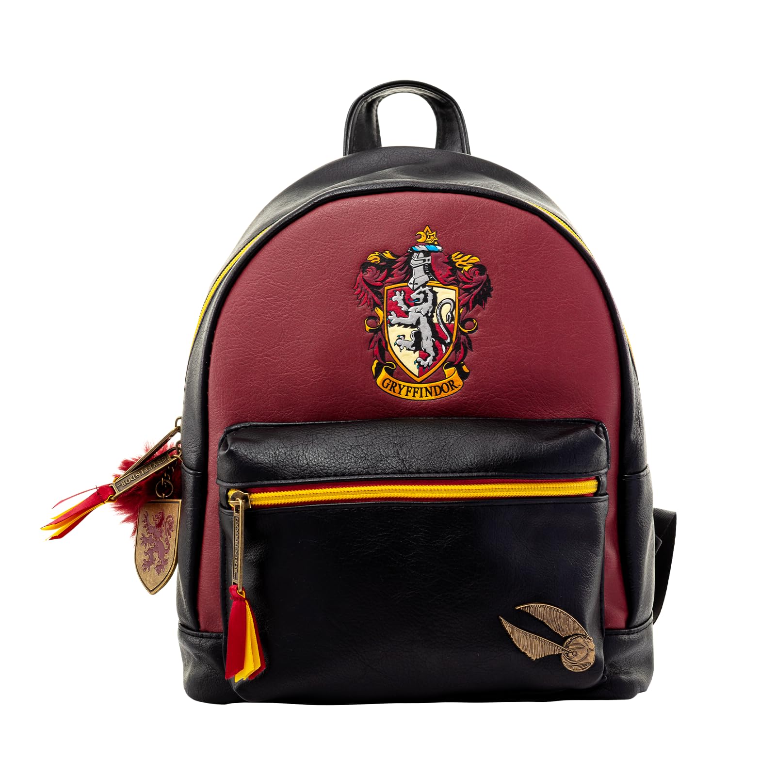 Pyramid Internationa Harry Potter, GRYFFINDOR, HUFFLEPUFF, RAVENCLAW & Dark Arts Fashion Backpack - Luxury Faux Leather, Unique Lining, Matching Zipper Accessory, Inner & Outer Pockets, Bold & Edgy