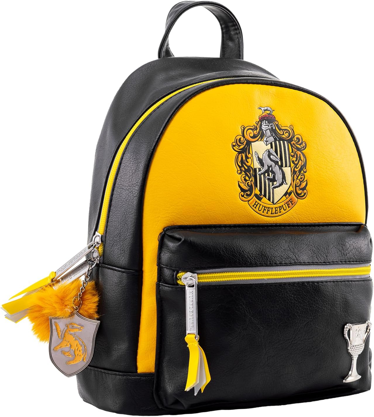 Pyramid Internationa Harry Potter, GRYFFINDOR, HUFFLEPUFF, RAVENCLAW & Dark Arts Fashion Backpack - Luxury Faux Leather, Unique Lining, Matching Zipper Accessory, Inner & Outer Pockets, Bold & Edgy