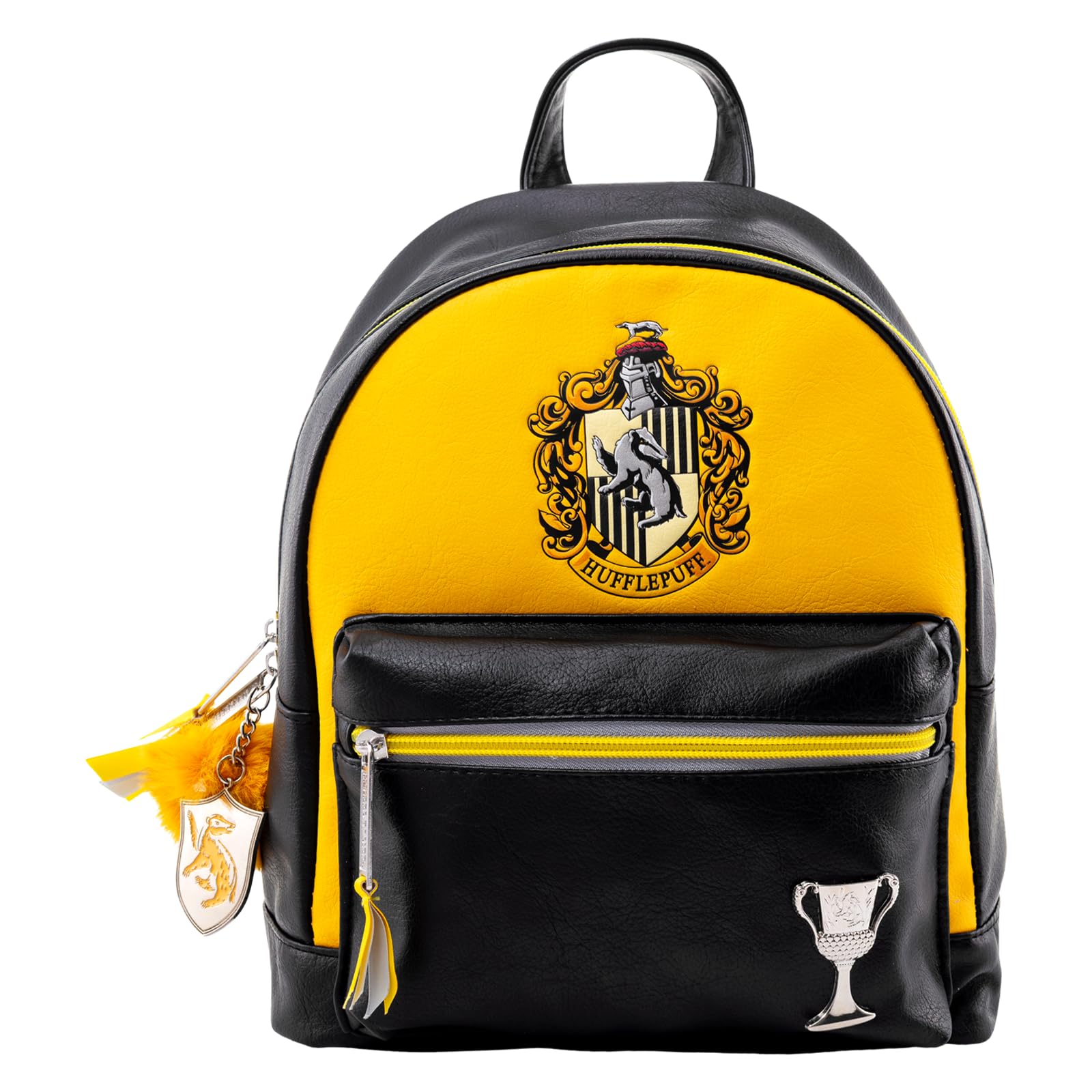 Pyramid Internationa Harry Potter, GRYFFINDOR, HUFFLEPUFF, RAVENCLAW & Dark Arts Fashion Backpack - Luxury Faux Leather, Unique Lining, Matching Zipper Accessory, Inner & Outer Pockets, Bold & Edgy