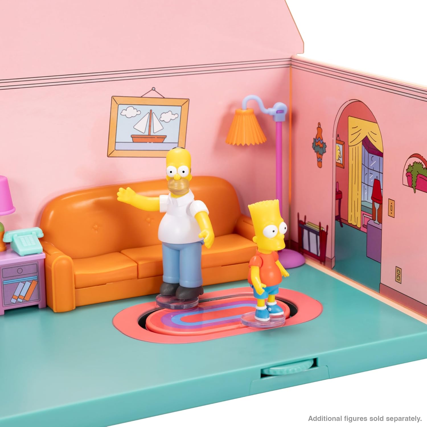 THE SIMPSONS Living Room Diorama House Playset by JAKKS Pacific, Includes 6cm Scale Homer Figurine and Accessories, Fun Interactive Features, for Kids and Collectors