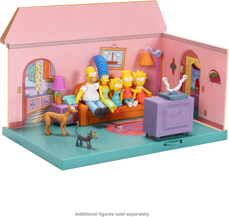 THE SIMPSONS Living Room Diorama House Playset by JAKKS Pacific, Includes 6cm Scale Homer Figurine and Accessories, Fun Interactive Features, for Kids and Collectors