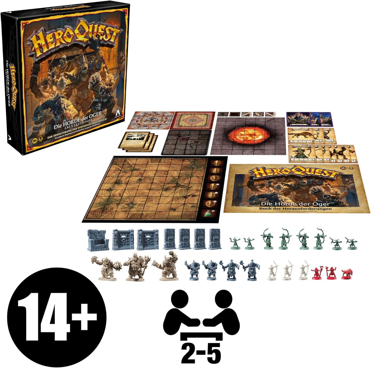 Avalon Hill HeroQuest The Horde of the Ogres Adventure Pack, Role Play, HeroQuest Base Game Required to Play - German Version