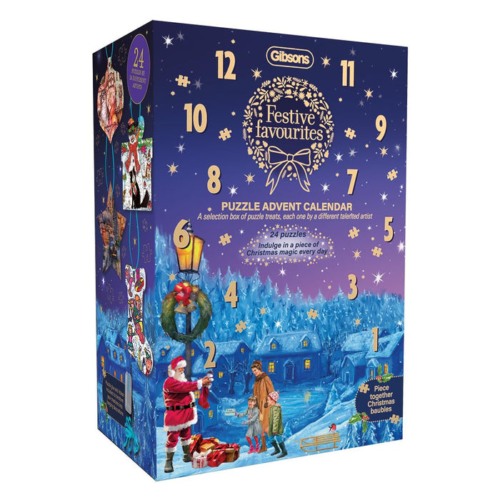 Festive Favourites Advent Calendar | Jigsaw Advent Calendar | 24 x Christmas Jigsaws | Sustainable Puzzle for Adults | Great Gift for Adults | Gibsons Games B Corp Certified