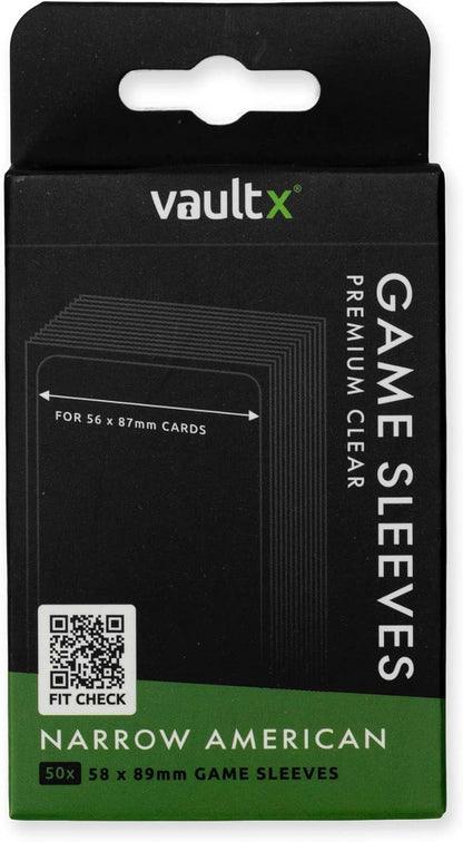 Vault X Narrow American Board Game Sleeves for Cards of 56x87mm Protect, Preserve with Non-PVC Anti-Static Fitted Sheath (50pcs
