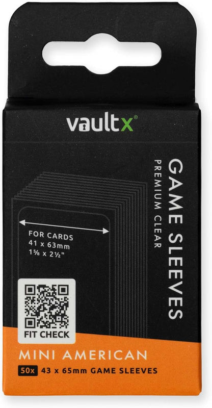 Vault X Mini American Board Game Sleeves for Cards of 41x63mm Protect, Preserve with Non-PVC Anti-Static Fitted Sheath (50pcs