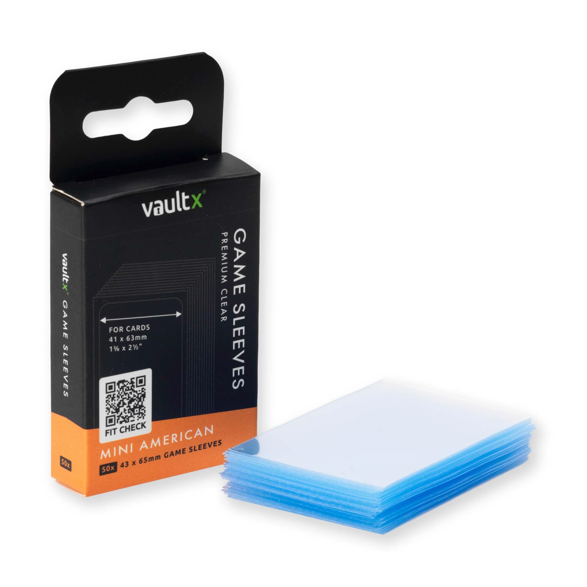 Vault X Mini American Board Game Sleeves for Cards of 41x63mm Protect, Preserve with Non-PVC Anti-Static Fitted Sheath (50pcs