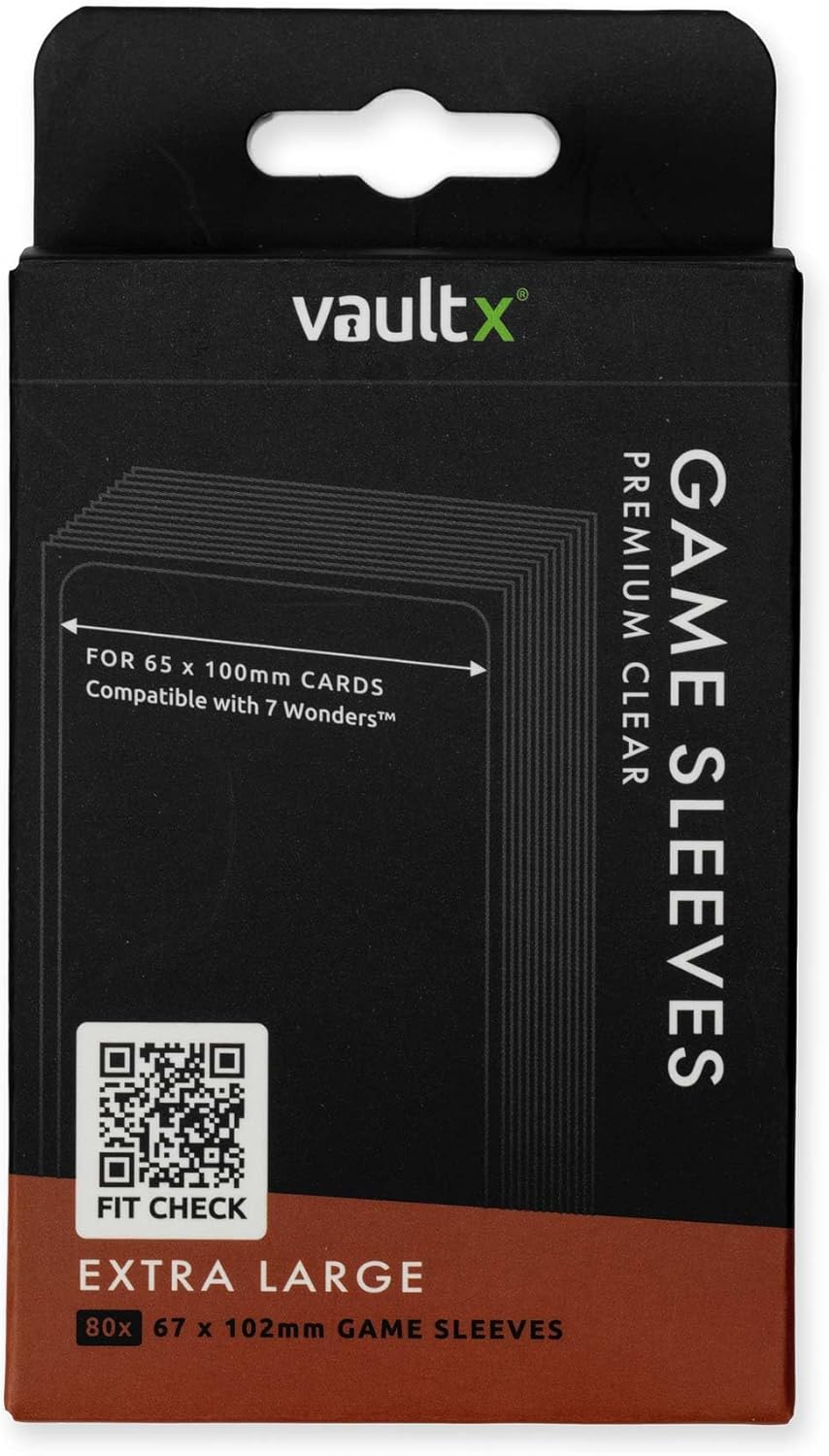 Vault X Extra Large (7 Wonders) Board Game Sleeves for Cards of 65x100mm Protect, Preserve with Non-PVC Anti-Static Fitted Sheath (80pcs