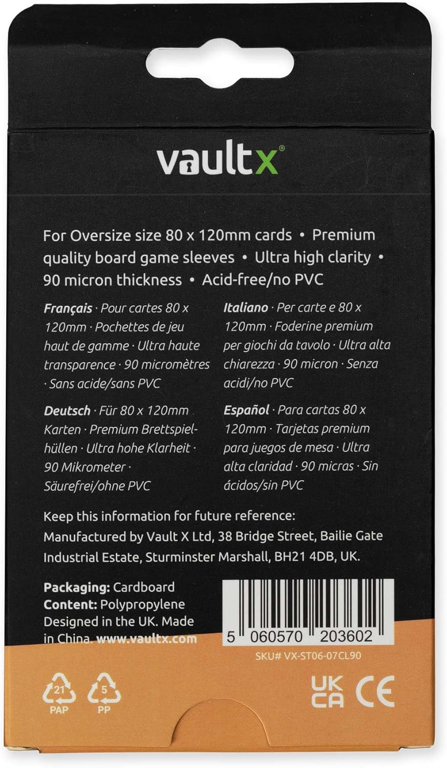 Vault X Oversize (Dixit) Board Game Sleeves for Cards of 80x120mm Protect, Preserve with Non-PVC Anti-Static Fitted Sheath (90pcs