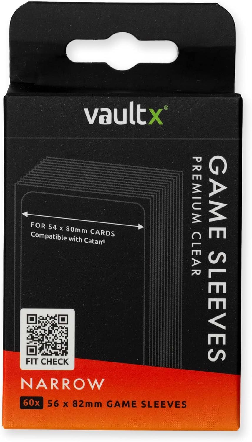 Vault X Narrow (Catan) Board Game Sleeves for Cards of 54x80mm Protect, Preserve with Non-PVC Anti-Static Fitted Sheath (60pcs