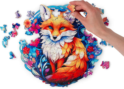 Recent Toys RT5202 Jigsaw Puzzle Fox for Adults and Kids, 178 Large Size: 28 x 27.5 cm with Unique Shaped Pieces. Includes Wooden Storage Gift Box and Stand