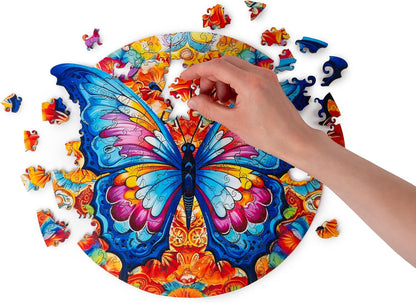 Recent Toys RT5203 Jigsaw Butterfly for Adults and Kids.176 Puzzle, Large Size 30 x 28 cm with Unique Shaped Pieces. Includes Wooden Storage Gift Box and Stand