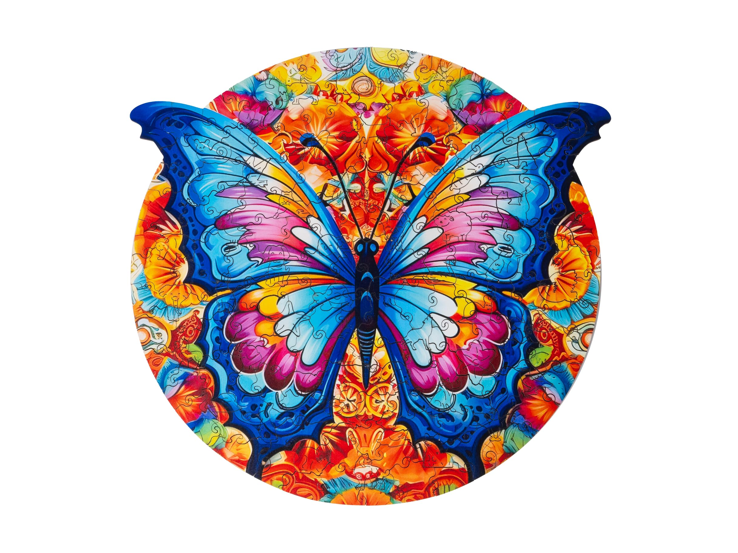 Recent Toys RT5203 Jigsaw Butterfly for Adults and Kids.176 Puzzle, Large Size 30 x 28 cm with Unique Shaped Pieces. Includes Wooden Storage Gift Box and Stand