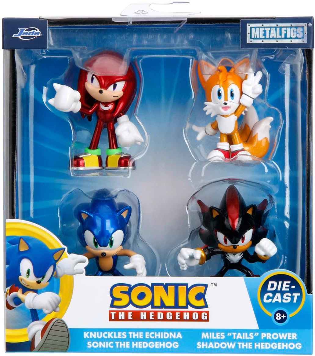 Jada SONIC THE HEDGEHOG 2.5" 4-Pack Wave 1 Die-cast Figures, playset, gift pack. Display,collect and play toys for Kids and Adults