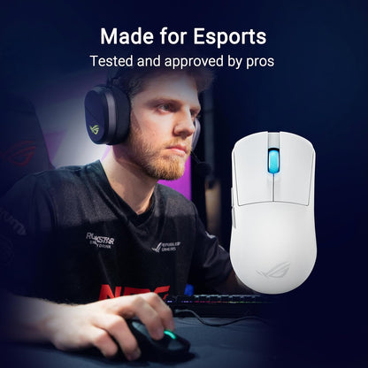 ASUS ROG Harpe Ace Mini Wireless Gaming Mouse, 49g Lightweight, AimPoint Pro 42K Optical Sensor, Optical Micro Switches, ROG Polling Rate Booster, Esports and FPS, Small, Medium, Lunar White