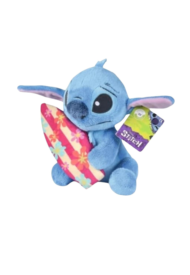 Simba Disney Stitch With Surfboard 25cm, cuddly soft toy for kids and adults for birthday and gift, from 0 years