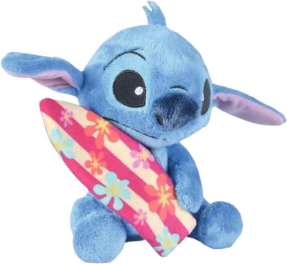Simba Disney Stitch With Surfboard 25cm, cuddly soft toy for kids and adults for birthday and gift, from 0 years