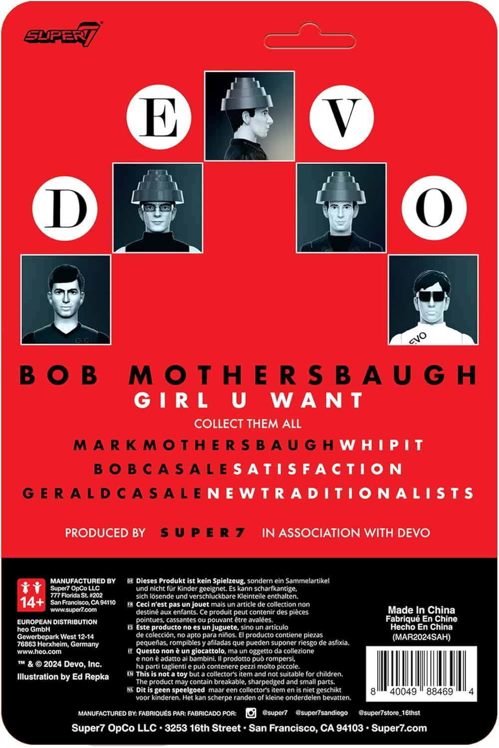 Super7 Devo Reaction Figures Wave 04 - Bob Mothersbaugh (The Girl U Want) Action Figure