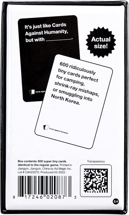 Cards Against Humanity Tiny Miniature main game with 600 ridiculously tiny cards