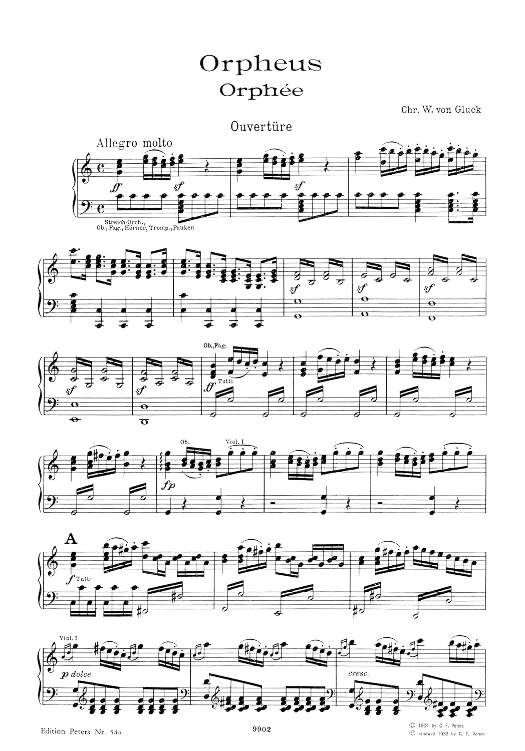 Gluck: Orpheus (Mixed Voice Choir and Piano) (EP54A)