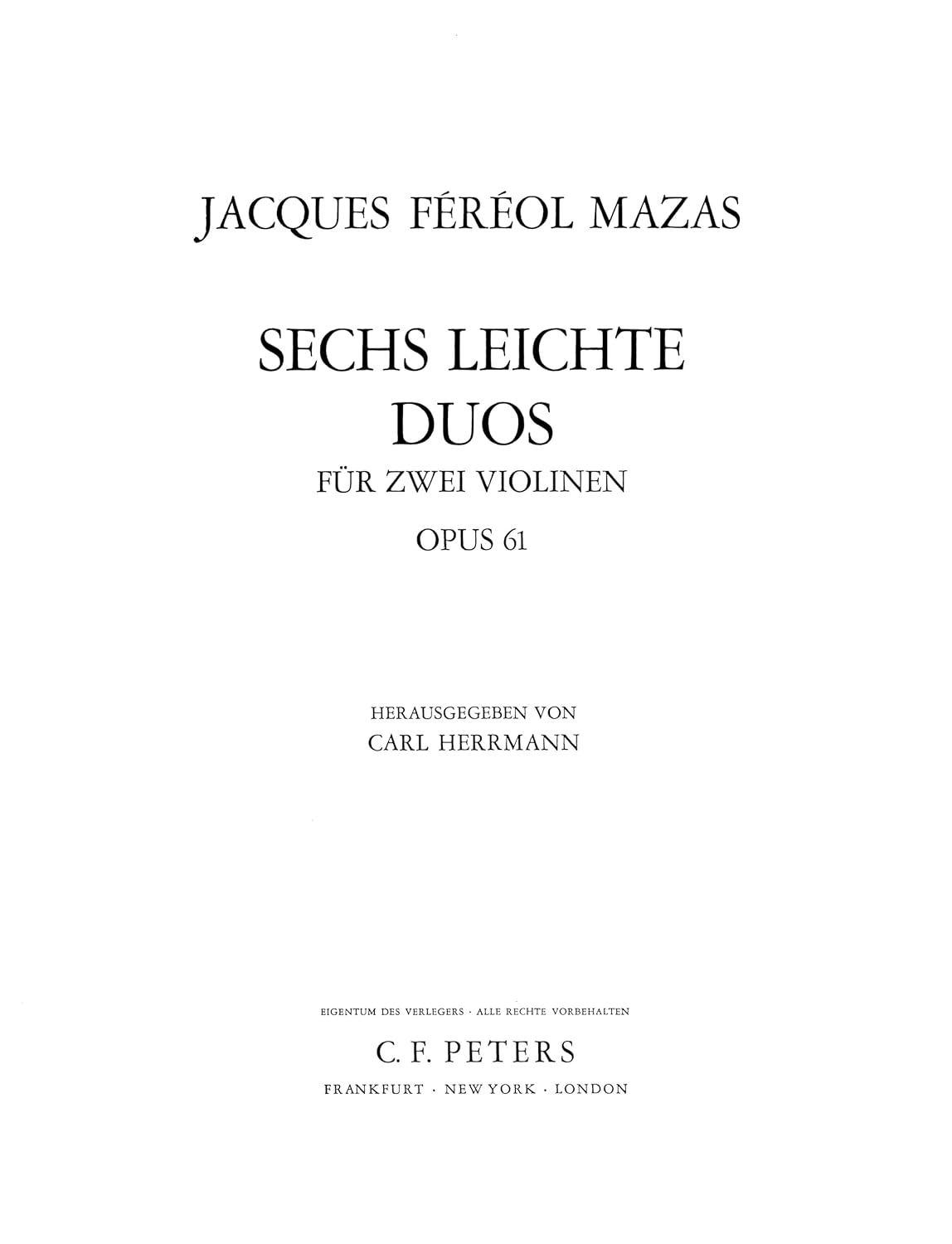 Mazas: Easy Duos Op.61 (Violin Duet) (EP1958)