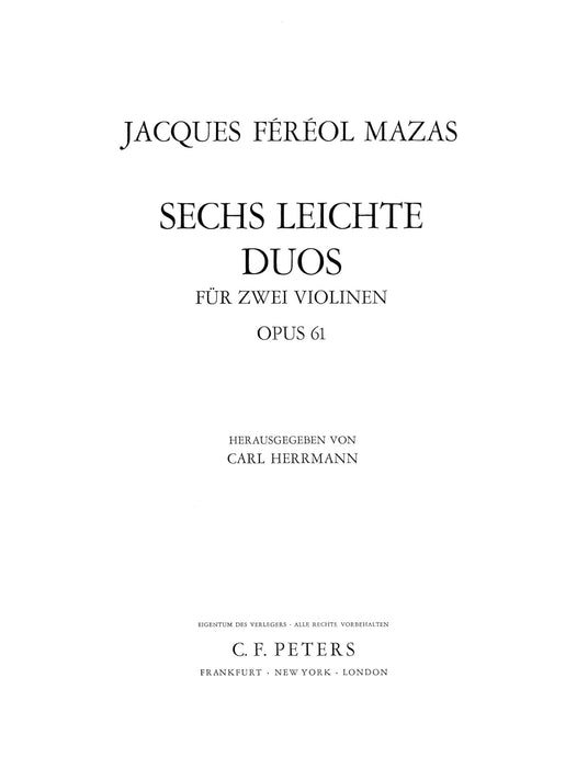 Mazas: Easy Duos Op.61 (Violin Duet) (EP1958)