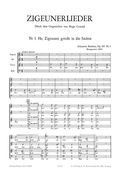 Brahms: Zigeunerlieder (Choral Score) (EP3913-CHP)