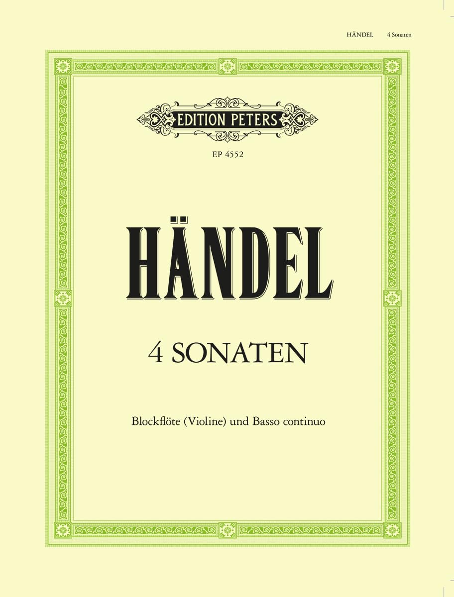 Handel: 4 Sonatas (Recorder (or Violin) and Basso Continuo) (EP4552)