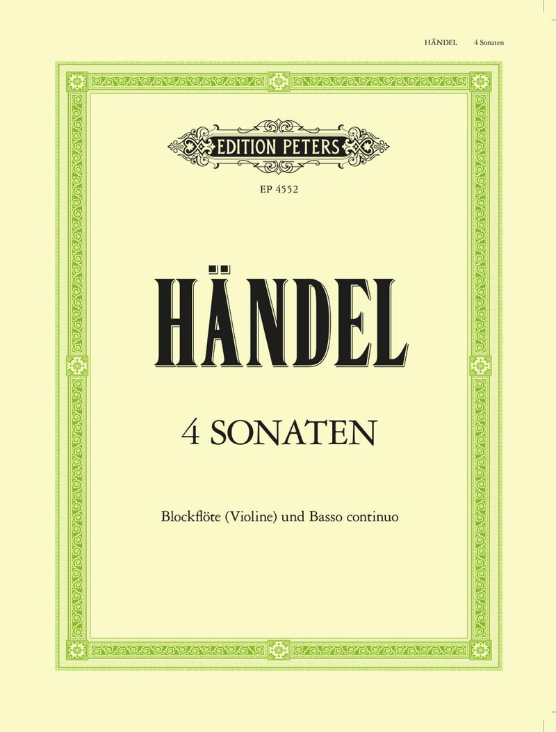Handel: 4 Sonatas (Recorder (or Violin) and Basso Continuo) (EP4552)