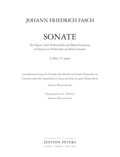 Fasch: Sonata C Major(Harpsichord or Piano and Viola da Gamba or Cello) (EP5893)