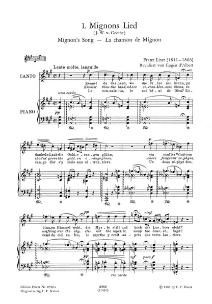 Liszt: 20 Selected Songs (High Voice and Piano) (EP8590A)