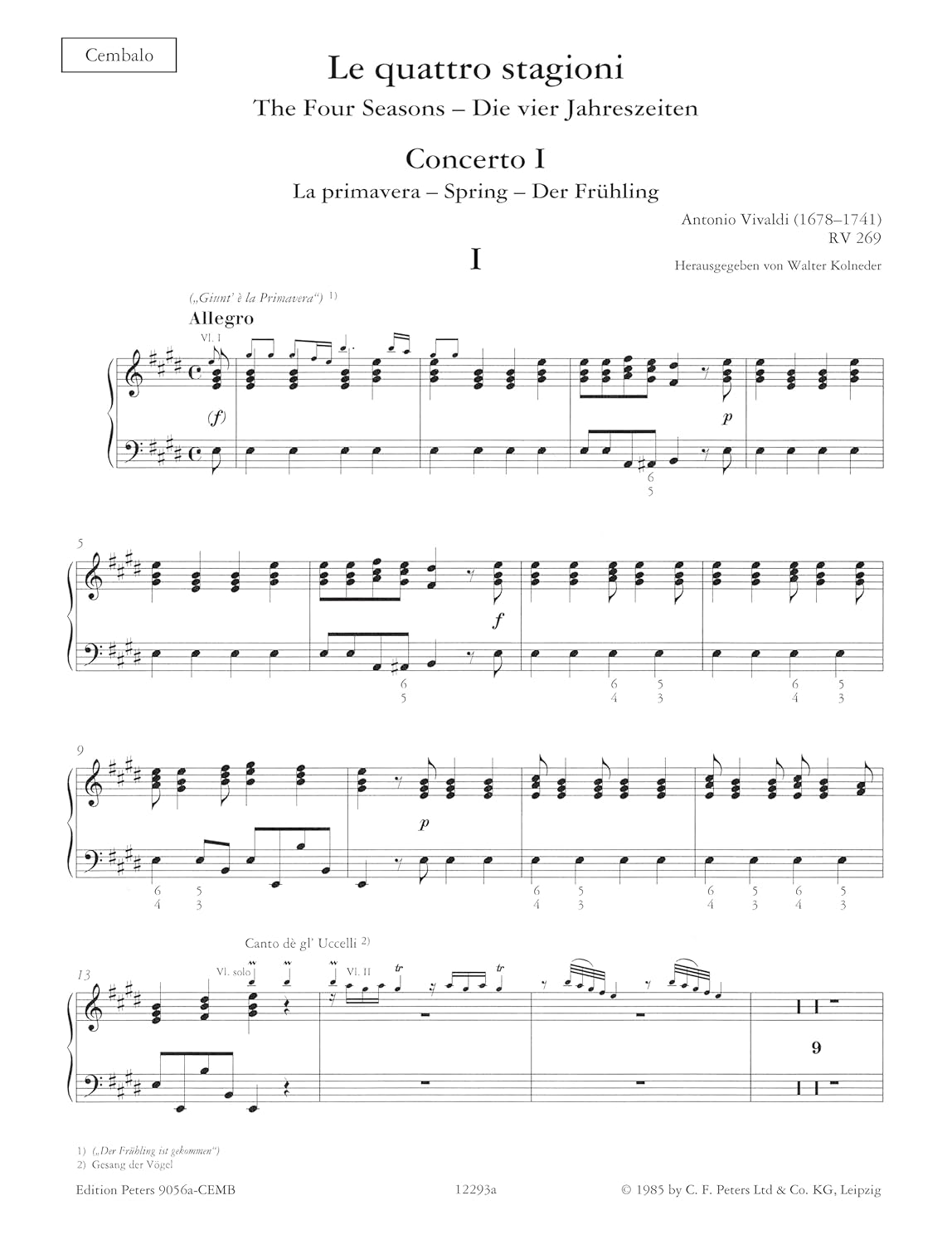 Four Seasons Concerti Op 8 Spring Rv269