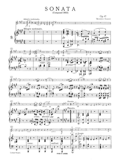 Beethoven: Sonata in A Op.47 'Kreutzer' (Violin and Piano) (EP3031I)