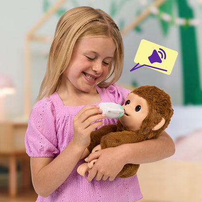 Little Live Pets - My Baby Monkey Mango - Interactief Aapje - Speelgoed aap - Interactief Pluche - Interactieve Knuffel - Verzorgen en spelen