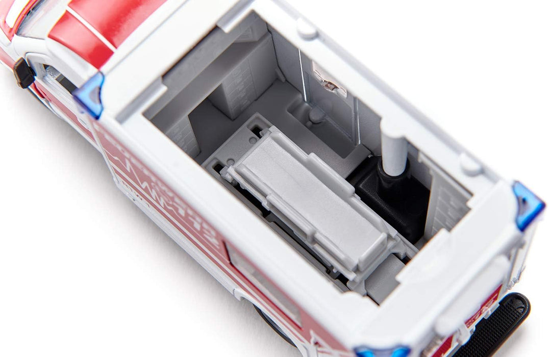 siku 2115, Mercedes-Benz Sprinter Miesen type C Ambulance, 1:50, Metal,Plastic, Red,White, Removable roof, Incl. stretcher and spine board Single