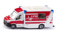 siku 2115, Mercedes-Benz Sprinter Miesen type C Ambulance, 1:50, Metal,Plastic, Red,White, Removable roof, Incl. stretcher and spine board Single