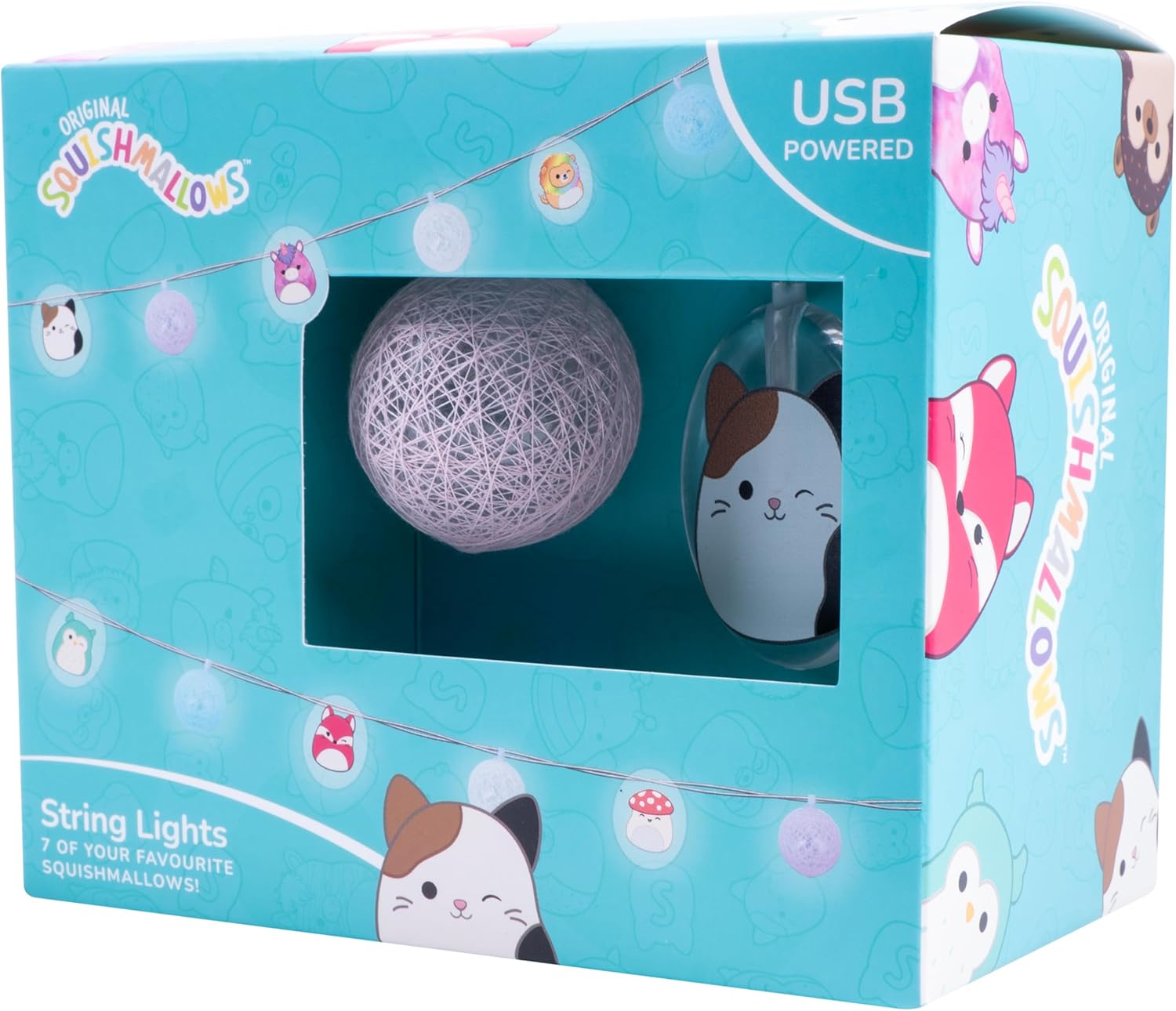 Fizz Creations Squishmallows String Lights | Officially Licensed | USB Powered | Vibrant LED Lights | Illuminated Pendants