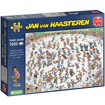 Jumbo Jan Van Haasteren Riding the Skate Bowl - 1000-Piece Adults Comic Puzzle - Large Jigsaw Puzzle for Adults – 100 Percent Recycled Cardboard 1000-Piece Jigsaw - Dimensions 68 x 49 cm