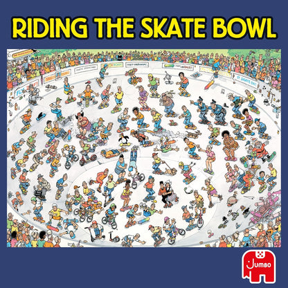 Jumbo Jan Van Haasteren Riding the Skate Bowl - 1000-Piece Adults Comic Puzzle - Large Jigsaw Puzzle for Adults – 100 Percent Recycled Cardboard 1000-Piece Jigsaw - Dimensions 68 x 49 cm