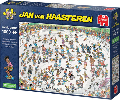 Jumbo Jan Van Haasteren Riding the Skate Bowl - 1000-Piece Adults Comic Puzzle - Large Jigsaw Puzzle for Adults – 100 Percent Recycled Cardboard 1000-Piece Jigsaw - Dimensions 68 x 49 cm