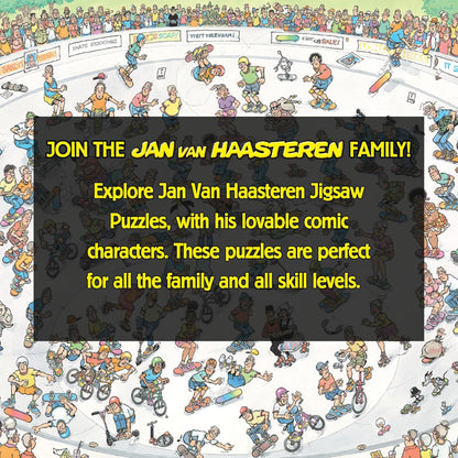 Jumbo Jan Van Haasteren Riding the Skate Bowl - 1000-Piece Adults Comic Puzzle - Large Jigsaw Puzzle for Adults – 100 Percent Recycled Cardboard 1000-Piece Jigsaw - Dimensions 68 x 49 cm