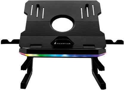 Surefire Portus X2 Gaming Laptop Stand, 360° Notebook Stand Height Adjustable with RGB Lighting, Holder for Laptops with 10, 17.3 Inches, Tablet Riser with Ventilation for the Desk