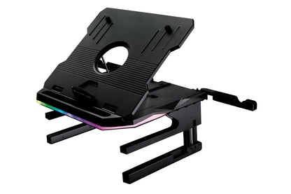 Surefire Portus X2 Gaming Laptop Stand, 360° Notebook Stand Height Adjustable with RGB Lighting, Holder for Laptops with 10, 17.3 Inches, Tablet Riser with Ventilation for the Desk