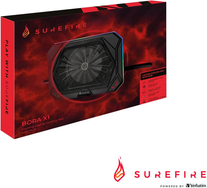 SureFire Bora X1 Gaming Laptop Cooling Pad, Laptop Cooler for Laptops up to 17 Inches, Adjustable Fan Speed, More Power, RGB Lighting