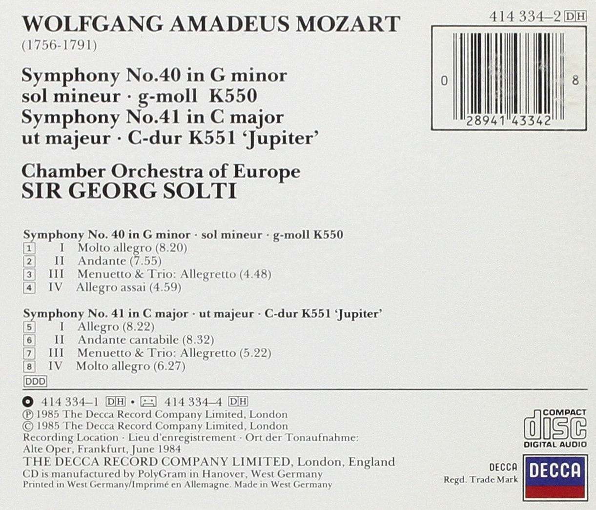 Symphonies Nos. 40 & 41 `Jupiter`