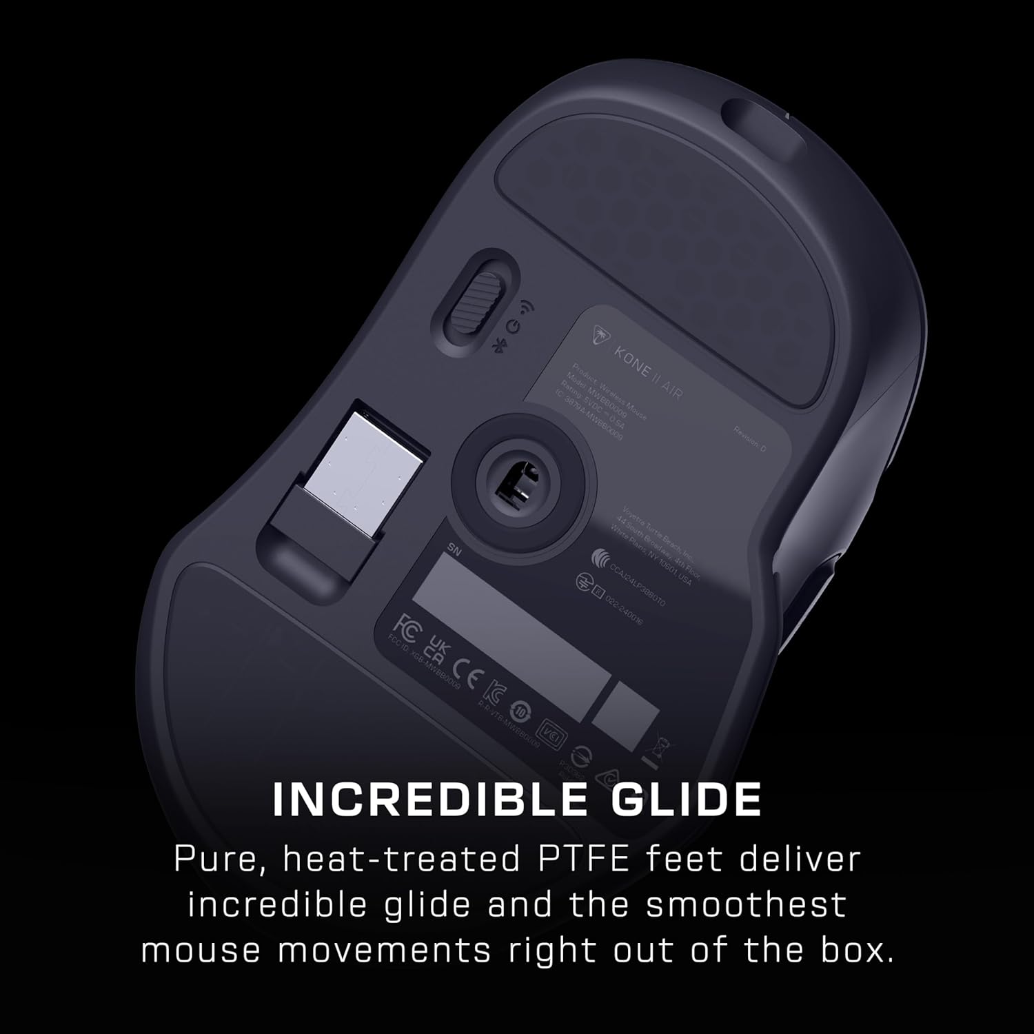Turtle Beach Kone II Air Wireless RGB Gaming Mouse, 350-Hr Rechargeable Battery, 26000 DPI Optical Sensor, 100M Click Optical Switches, 21 Customizable Inputs, Ergonomic, 4D Scroll Wheel – Ash Black