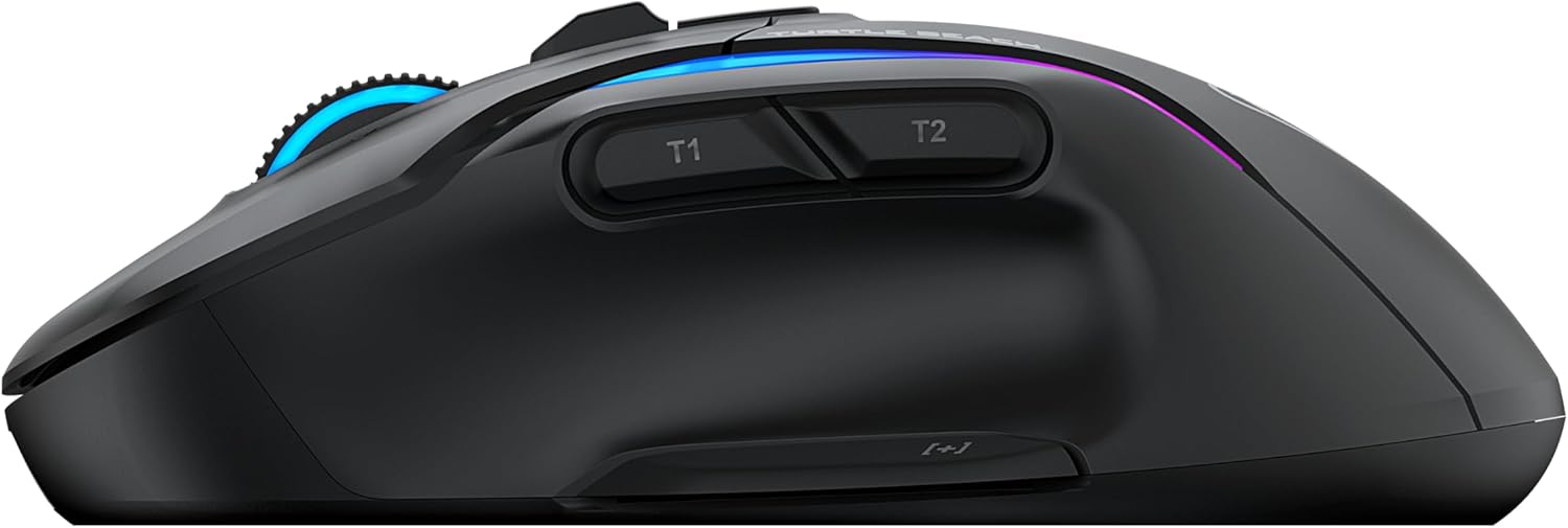 Turtle Beach Kone II Air Wireless RGB Gaming Mouse, 350-Hr Rechargeable Battery, 26000 DPI Optical Sensor, 100M Click Optical Switches, 21 Customizable Inputs, Ergonomic, 4D Scroll Wheel – Ash Black