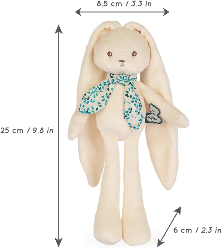 Kaloo - Lapinoo - Rabbit Doll - Baby’s Bi-Material Jersey & Knit Fabric Toy - 9.8"/25 cm - Cream Colour - Ultra-Soft materials - Gift Box - K972202 25cm Cream