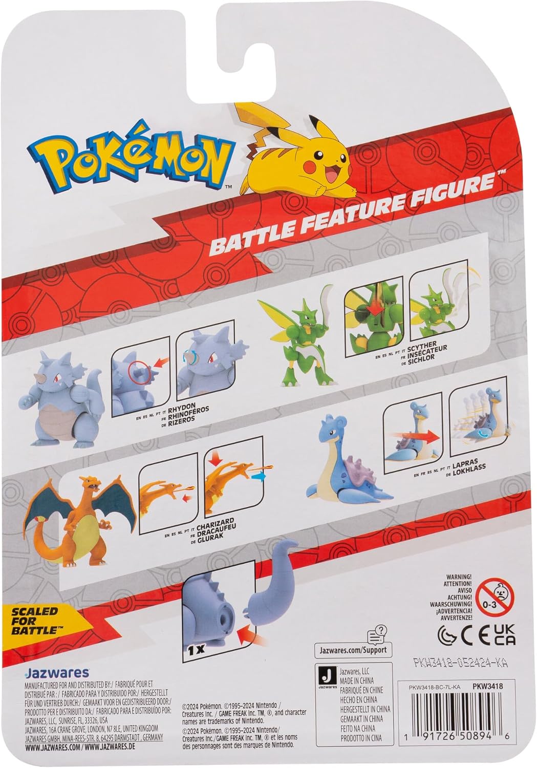 Pokémon PKW3418 Battle Feature Figure - Rizeros Official Articulated Figure, 11.5 cm