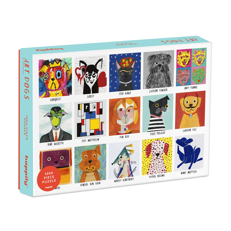 Art Dogs 1000 Piece Jigsaw Puzzle for Adults | Premium 100% Recycled Board | Dog 1000 Piece Puzzle for Adults | Dog Lover Gift | Happily Jigsaw Puzzles